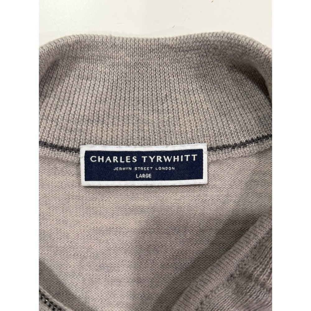 Charles Tyrwhitt Mens Large Gray Extra Fine Merino Wool Quarter Zip Sweater Knit - Picture 4 of 7